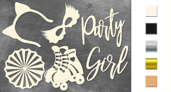Chipboard embellishments set, "Party girl"