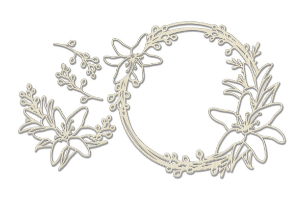 Chipboard embellishments set, "Lily frame" #351