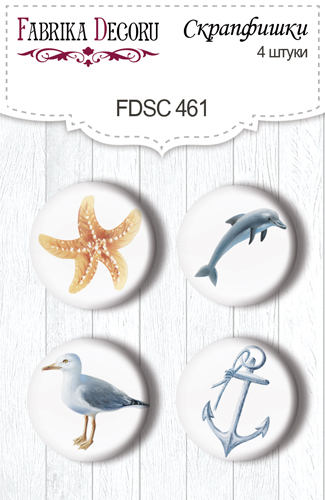 Set mit 4 Flair-Knöpfen zum Scrapbooking Memories of the Sea #461 - Fabrika Decoru