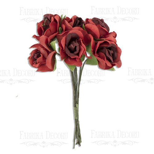 Rosenblüten, Farbe Kirsche, 6St - Fabrika Decoru
