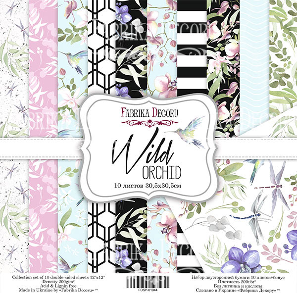 Doppelseitig Scrapbooking Papiere Satz Wilde Orchidee, 30.5 cm x 30.5cm, 10 Blätter - Fabrika Decoru