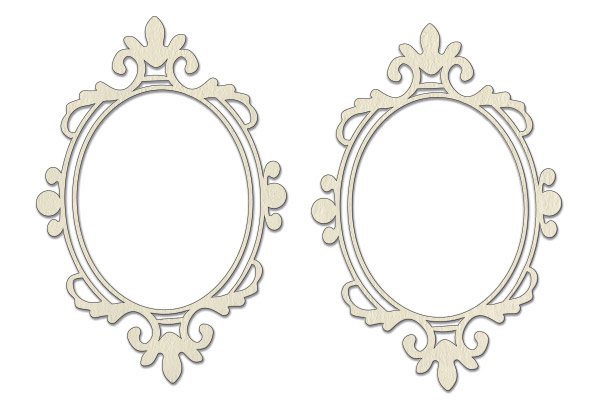 Chipboard embellishments set, Oval frames with monograms 3 #517