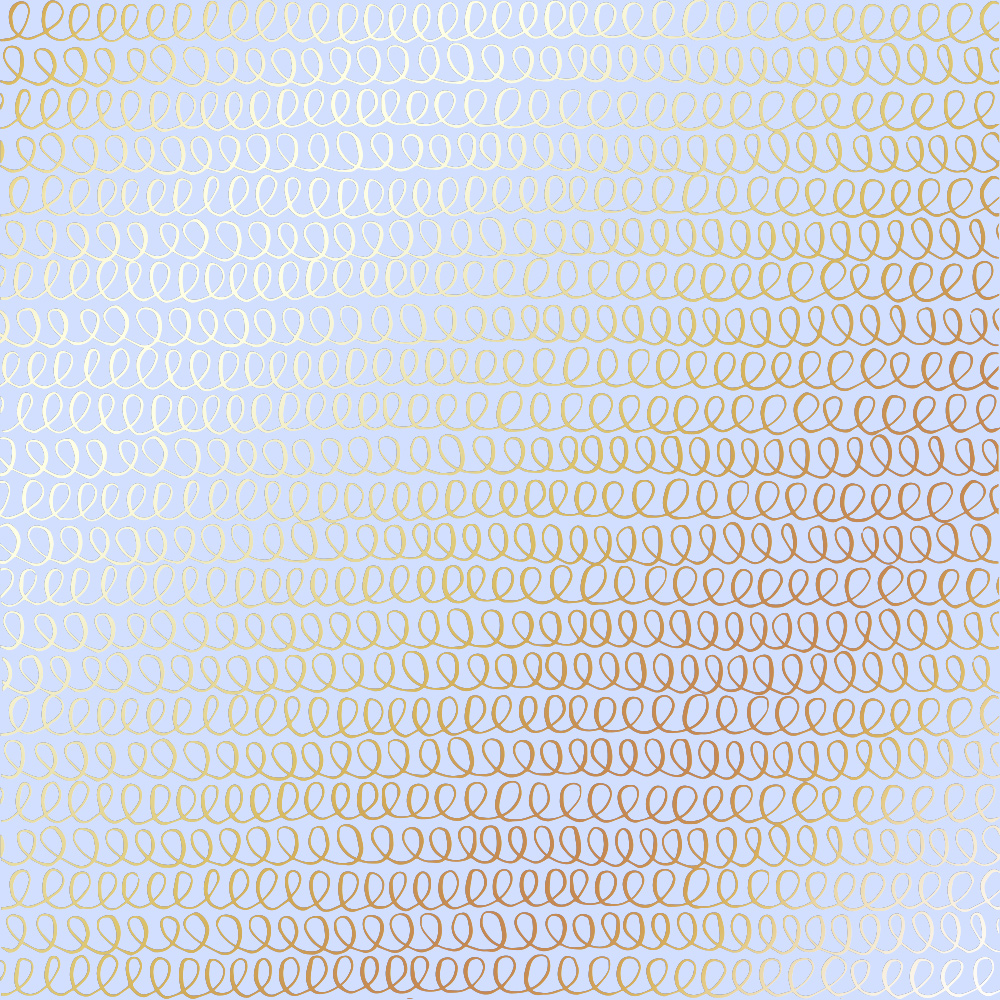 Einseitig bedrucktes Blatt Papier mit Goldfolienprägung, Muster Golden Loops Purple, 12"x12" - Fabrika Decoru