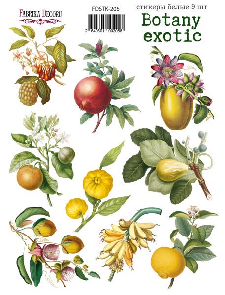 Zestaw naklejek, 9 szt, "Botany exotic" #205 - Fabrika Decoru