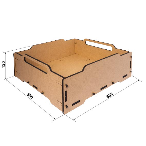 Pojemnik-Organizer na narzędzia artystyczne, piśmiennicze, sprzęt wędkarski, MDF 6mm, 350x350x120 mm, #08 - foto 1  - Fabrika Decoru