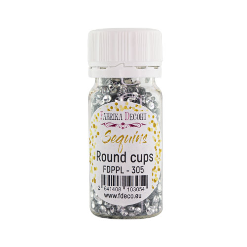 Sequins Round cups, silver metallic, #305