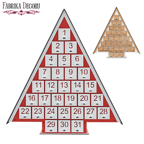 Адвент календар Ялинка на 31 день з вирізаними цифрами, DIY конструктор