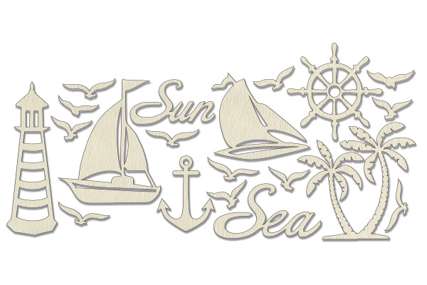 Chipboard embellishments set,  "Sea" #017