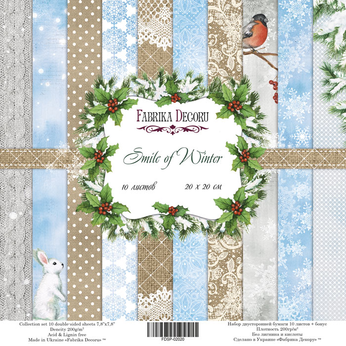 Zestaw papieru do scrapbookingu "Smile of winter" 20cm x 20cm - Fabrika Decoru