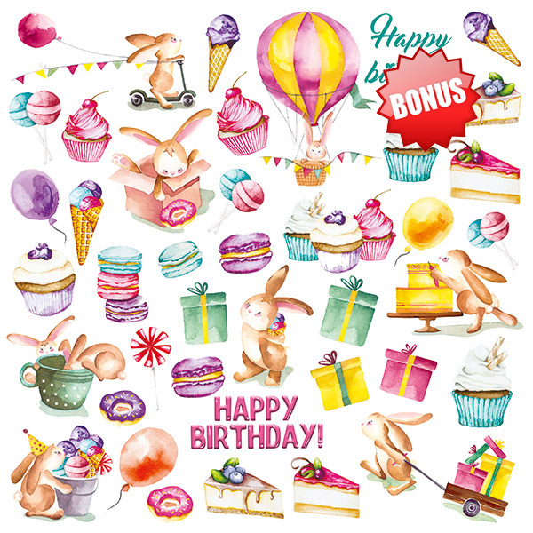 Doppelseitig Scrapbooking Papiere Satz Sweet Birthday, 30,5 x 30,5 cm, 10 Blatt - foto 10  - Fabrika Decoru