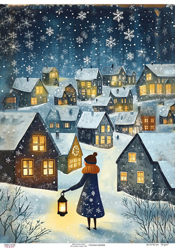 Decoupage Card Cozy houses, #0906, 29.7x42cm