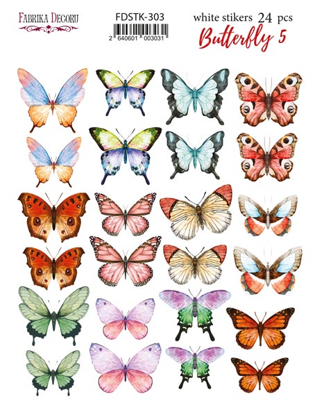 Aufkleberset 24 Stück Schmetterling #303 - Fabrika Decoru