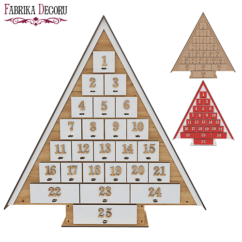 Adventskalender Weihnachtsbaum für 25 Tage mit Bandnummern, DIY - Fabrika Decoru