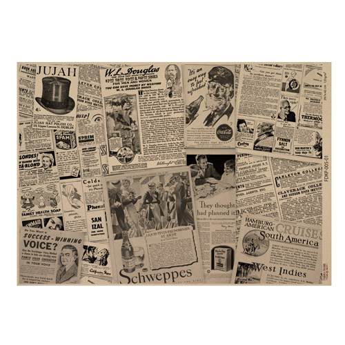 Einseitiges Kraftpapier Satz für Scrapbooking Newspaper advertisement 42x29,7 cm, 10 Blatt  - foto 0  - Fabrika Decoru