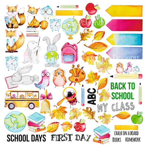 Double-sided scrapbooking paper set Cool school 12"x12", 10 sheets - foto 11