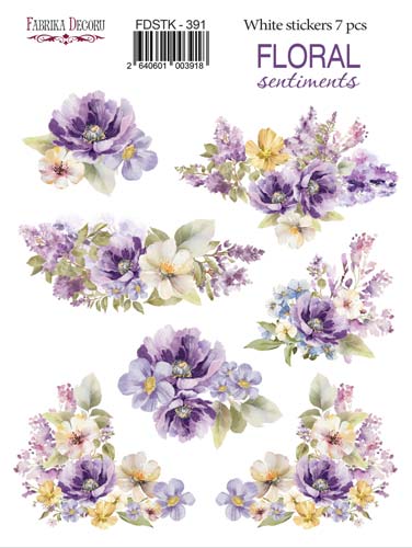 Zestaw naklejek 7 szt, Floral Sentiments, #391 - Fabrika Decoru