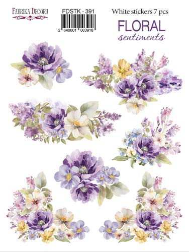 Aufkleberset 7 stk, Floral Sentiments, #391 - Fabrika Decoru