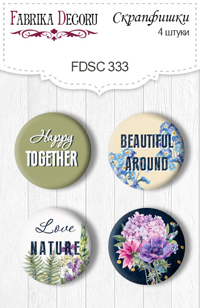 4er Set Flair Buttons zum Scrapbooking "Nachtgarten" EN #333 - Fabrika Decoru