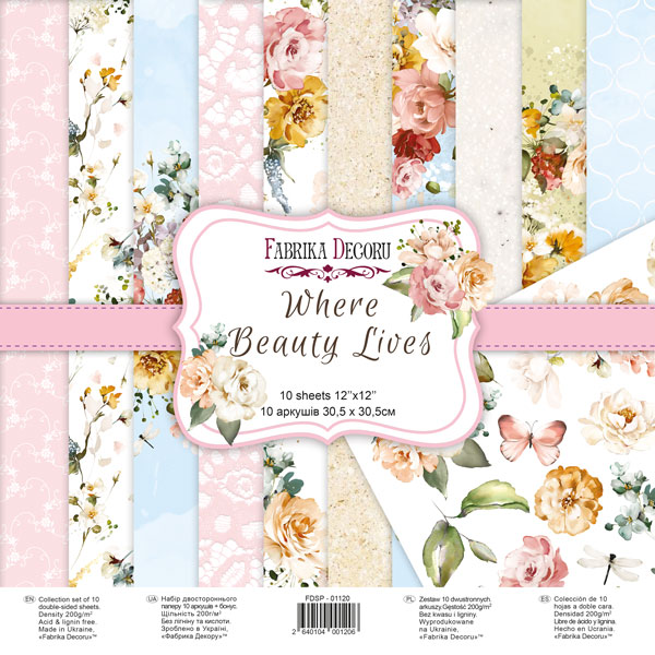 Doppelseitiges Scrapbooking-Papier-Set Where beauty lives, 30.5 cm x 30.5 cm, 10 Blätter - Fabrika Decoru