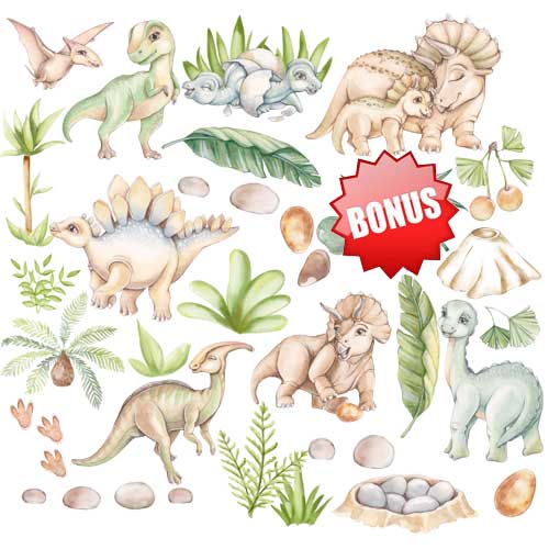 Zestaw papieru do scrapbookingu Dinosauria, 20cm x 20cm - foto 11  - Fabrika Decoru