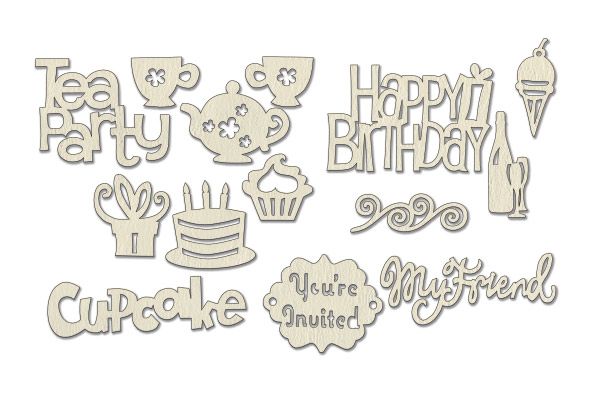 Chipboard embellishments set, "Tea time" #095