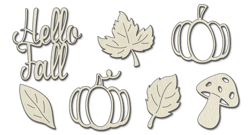 Chipboard embellishments set, Hello Fall #822