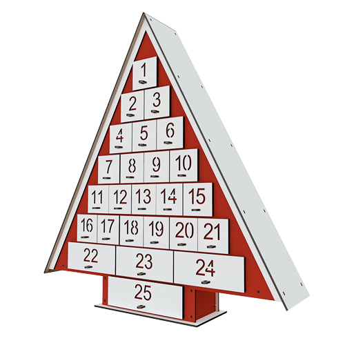 Адвент календар на 25 днів Ялинка з вирізаними цифрами, DIY конструктор - фото 4