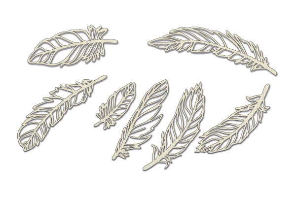Chipboard embellishments set, Feathers 1 #492
