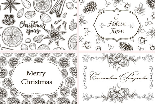 Set of 8pcs 10х15cm for coloring by markers Botany winter - foto 1