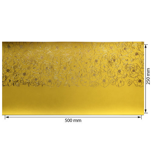Piece of PU leather for bookbinding with gold pattern Golden Pion Yellow, 50cm x 25cm - foto 0