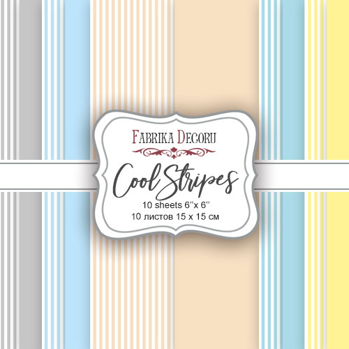 Scrapbooking paper set “Cool Stripes”, 6”x6” , 10 sheets