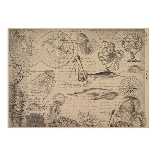 Set of one-sided kraft paper for scrapbooking Maps of the seas and continents 16,5’’x11,5’’, 10 sheets - foto 2