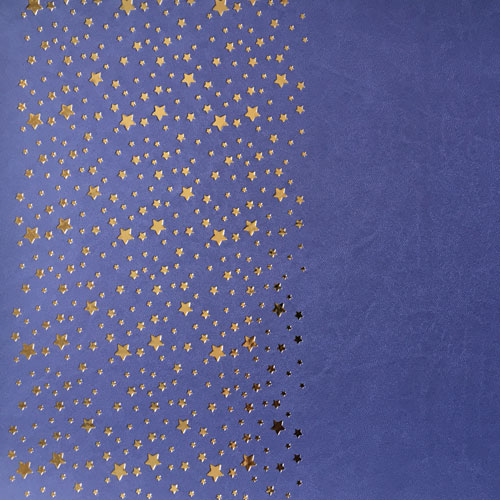 Отрез кожзама с тиснением золотой фольгой, дизайн Golden Stars Lavender, 50см х 25см - Фото 1