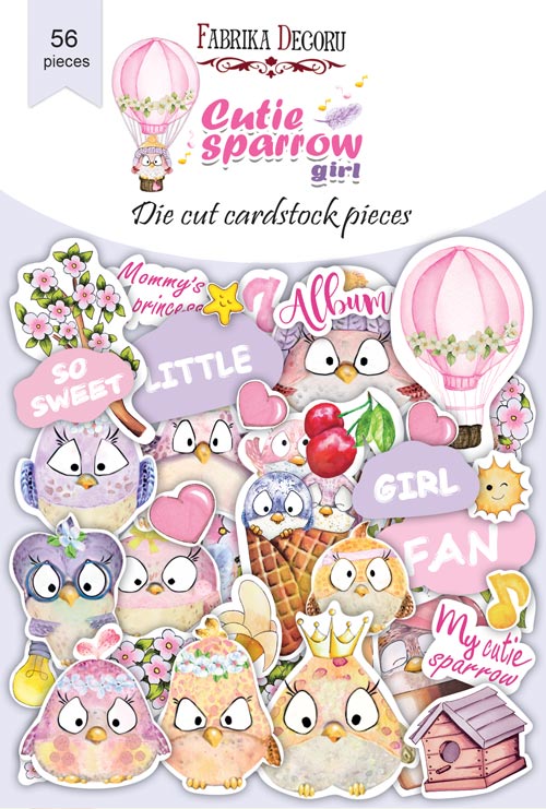 Zestaw wycinanek, kolekcja Cutie sparrow girl 56 szt - Fabrika Decoru