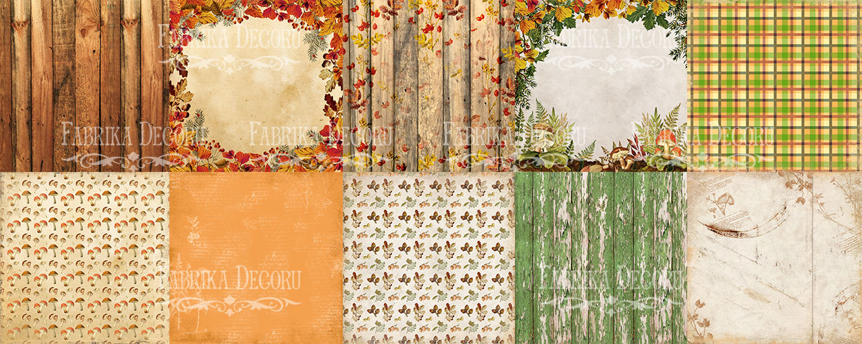 Double-sided scrapbooking paper set  Botany autumn 8"x8", 10 sheets - foto 0