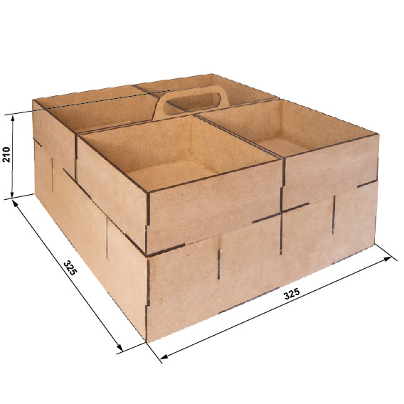 Insert with handle and 4 trays for Smart Box organizer, 3mm HDF, 325x325x210 mm, #11 - foto 3