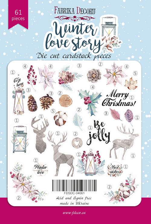 Set of die cuts Winter love story, 61 pcs - foto 0