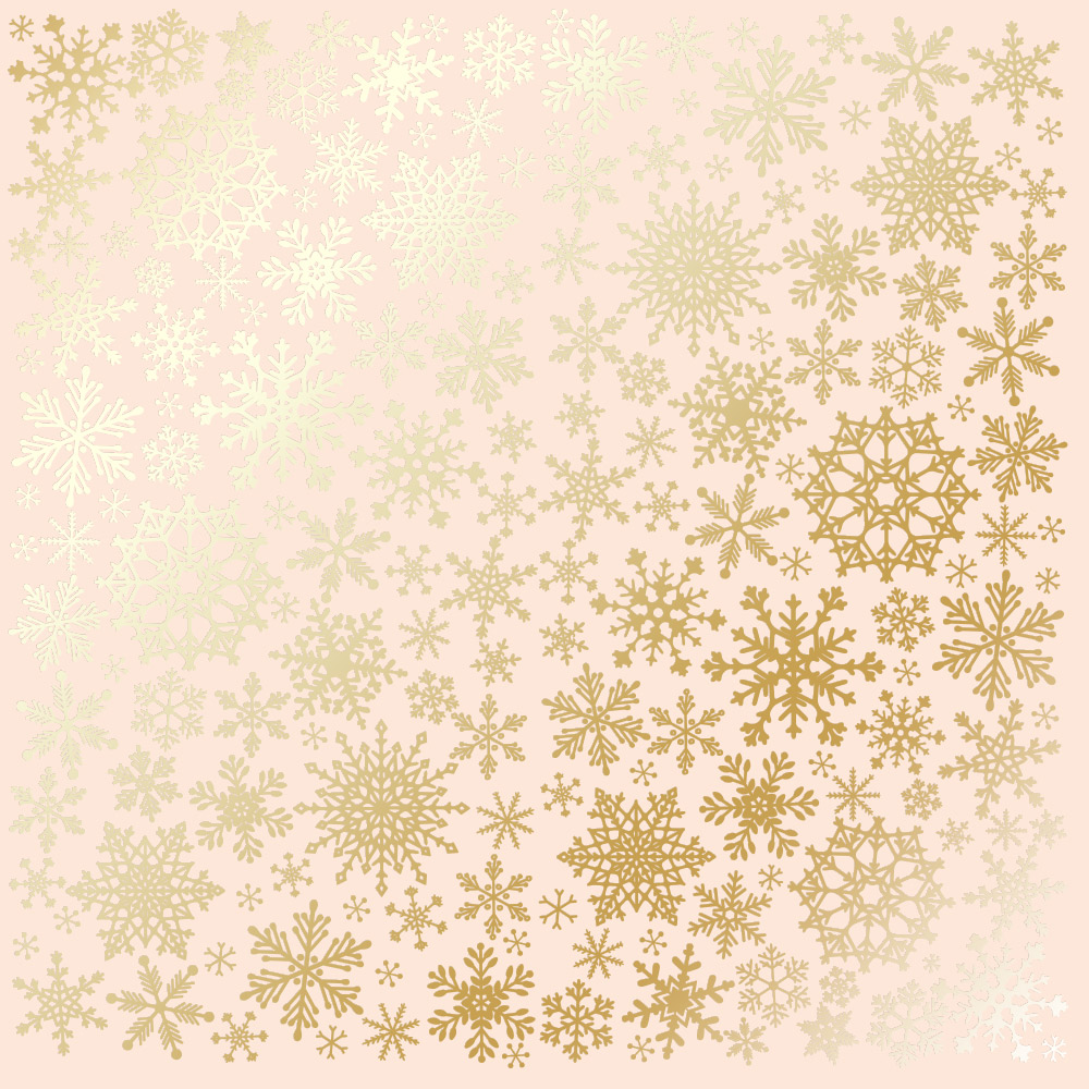 Sheet of single-sided paper with gold foil embossing, pattern Golden Snowflakes Beige, 12"x12"