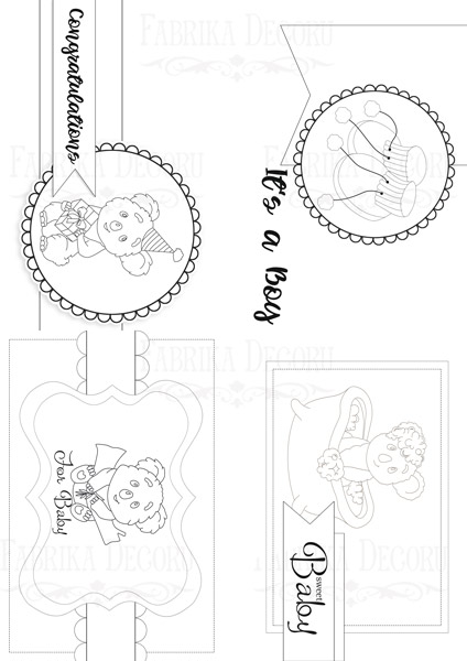 Набір листівок для розфарбовування маркерами Puffy Fluffy Boy EN 8 шт 10х15 см - фото 1