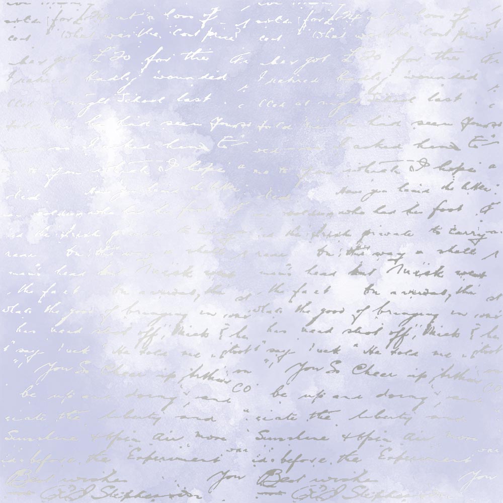 Arkusz papieru jednostronnego wytłaczanego srebrną folią, wzór  Srebrny Tekst, kolor Liliowy akwarela 30,5x30,5cm - Fabrika Decoru