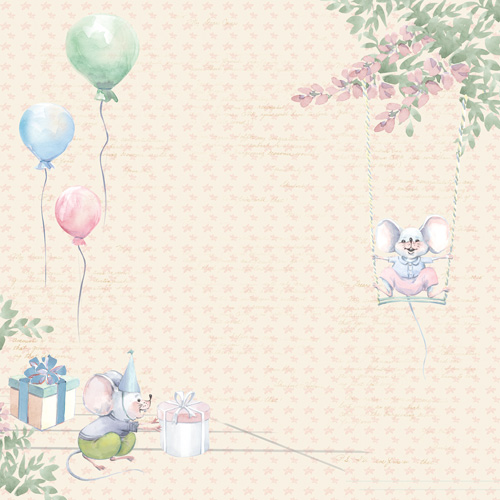 Double-sided scrapbooking paper set My little mousy boy 12"x12", 10 sheets - foto 1