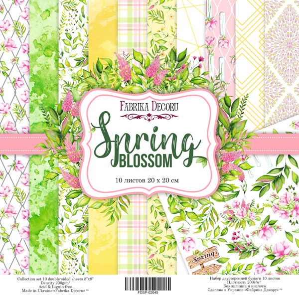 набор бумаги для скрапбукинга spring blossom 20x20 см 10 листов
