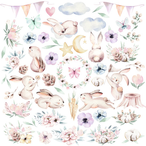 лист с картинками для вырезания sweet bunny 30,5х30,5 см