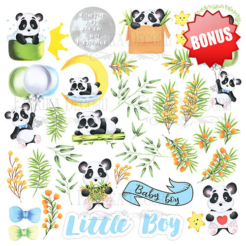 Double-sided scrapbooking paper set My little panda boy 8"x8" 10 sheets - foto 11