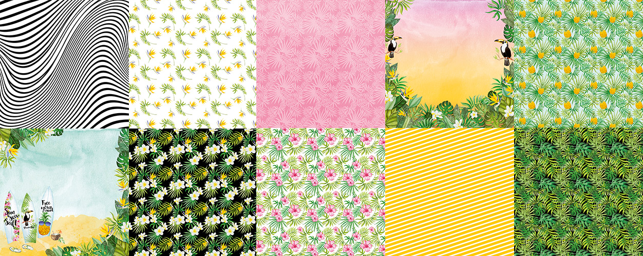 Double-sided scrapbooking paper set Wild Tropics 12"x12" 10 sheets - foto 0