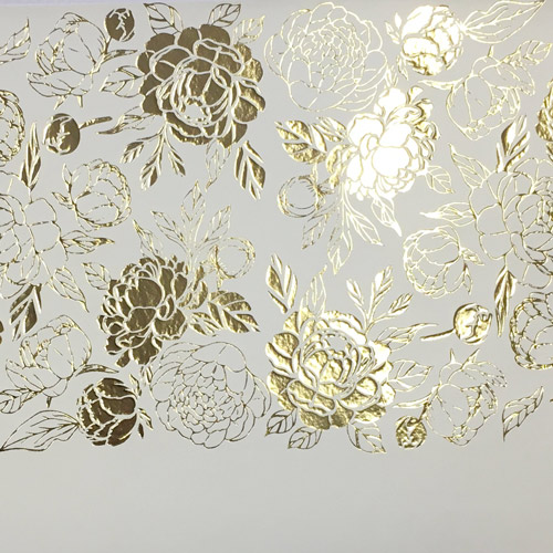 Skóra PU do oprawiania ze złotym wzorem Golden Peony Passion, kolor biały, 50cm x 25cm  - foto 1  - Fabrika Decoru