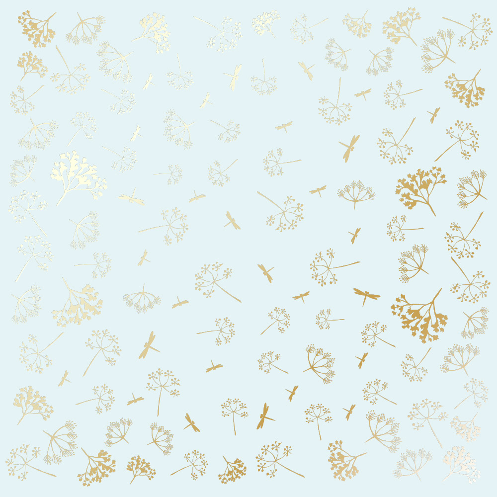 Blatt aus einseitigem Papier mit Goldfolienprägung, Muster Golden Dill Mint, 12"x12" - Fabrika Decoru