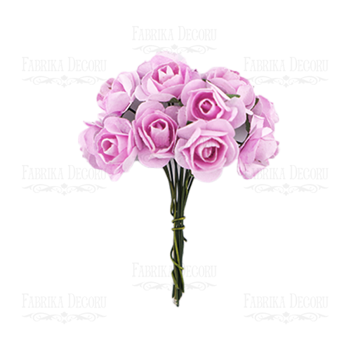 набор маленьких цветов, букетик роз, темно-розовые 12шт
