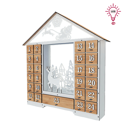 Адвент календар "Казковий будиночок з фігурками", на 25 днів з об'ємними цифрами, LED підсвітка, DIY конструктор - фото 6