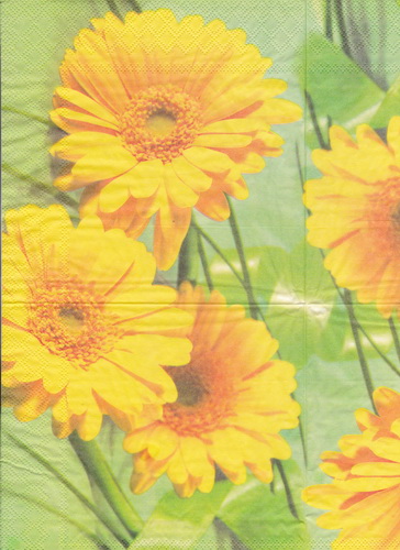 Decoupage napkin "Yellow gerberas"